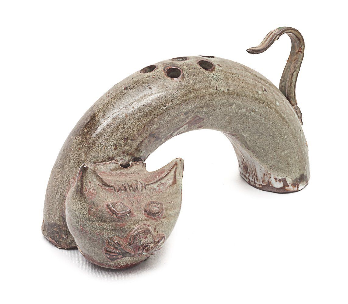 Ceramic Representing A Stylized Cat.