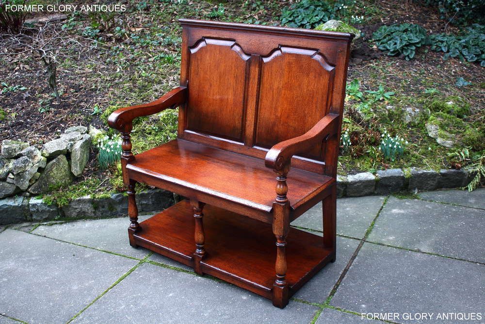 A Titchmarsh And Goodwin Solid Oak Tavern Seat / Settle / Pew / Hall Armchair / Bench photo furniture