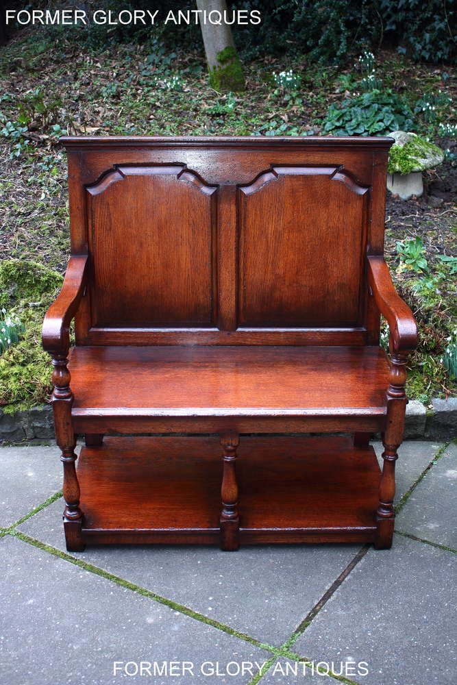 A Titchmarsh And Goodwin Solid Oak Tavern Seat / Settle / Pew / Hall Armchair / Bench photo vinterior