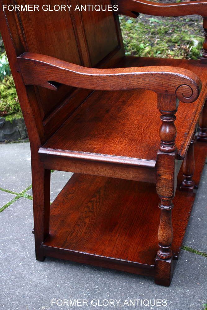 A Titchmarsh And Goodwin Solid Oak Tavern Seat / Settle / Pew / Hall Armchair / Bench photo vintage