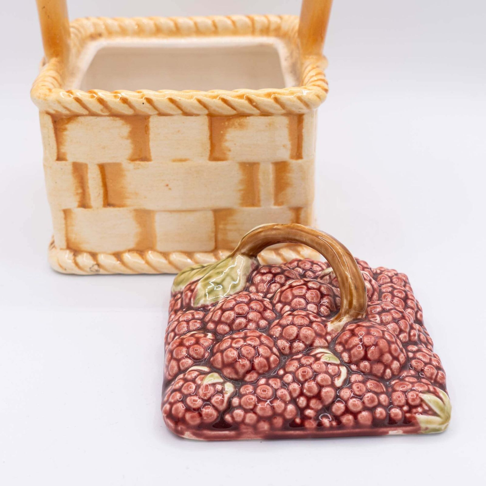 305.0 Antique French Majolica Fruit Basket   Sarreguemines   1890s photo