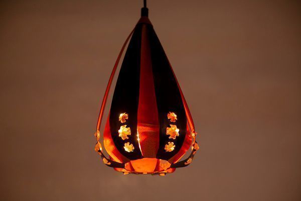 Copper & Black Metal Pendant Lamps By Werner Schou For Coronell Elektro, 1960s, Set Of 2 photo vinterior
