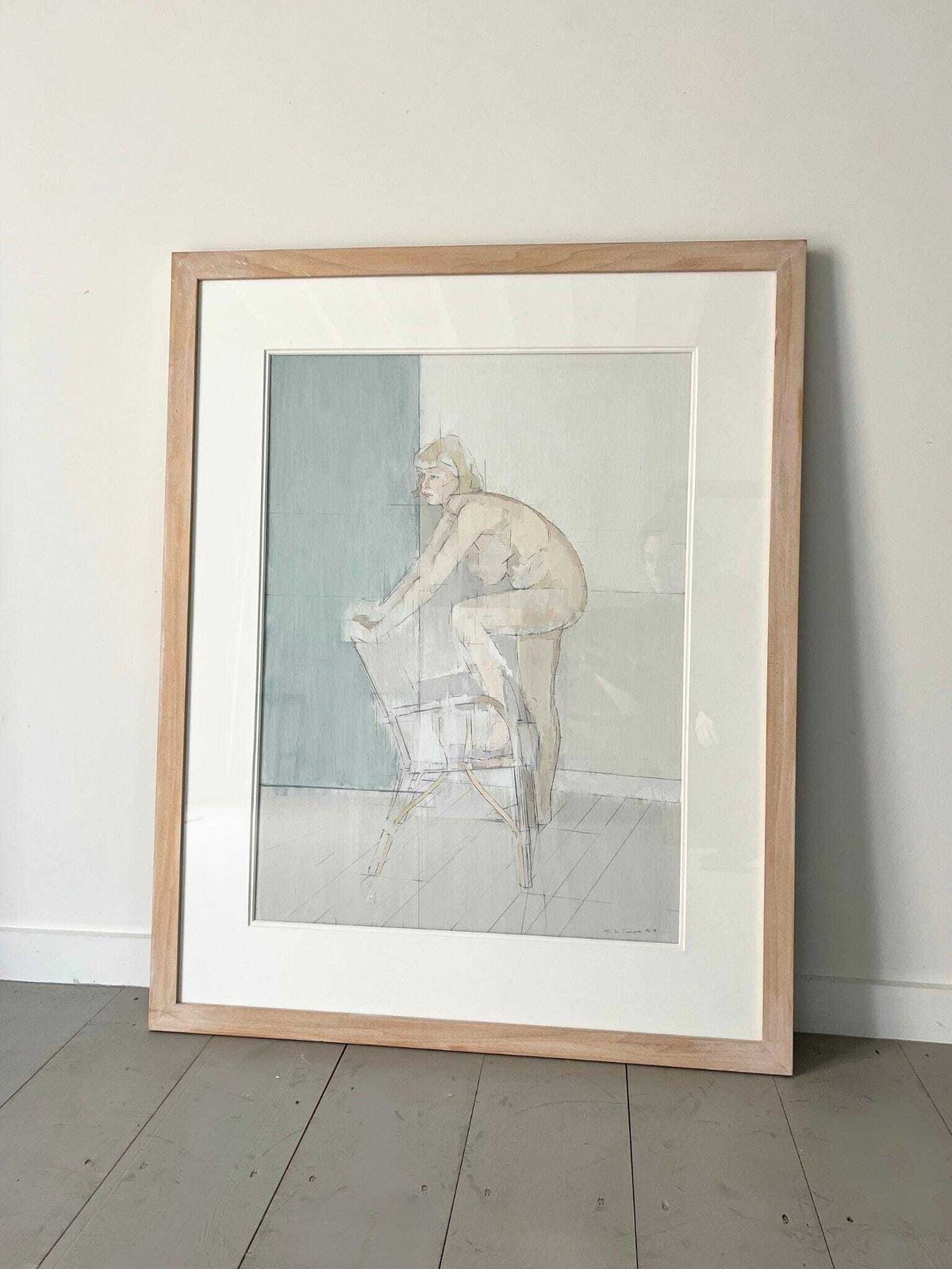 Leaning Nude Painting In Realist Style With Muted Colours, 20th Century Original Art, Signed John David Ferguson, Framed And Glazed photo furniture