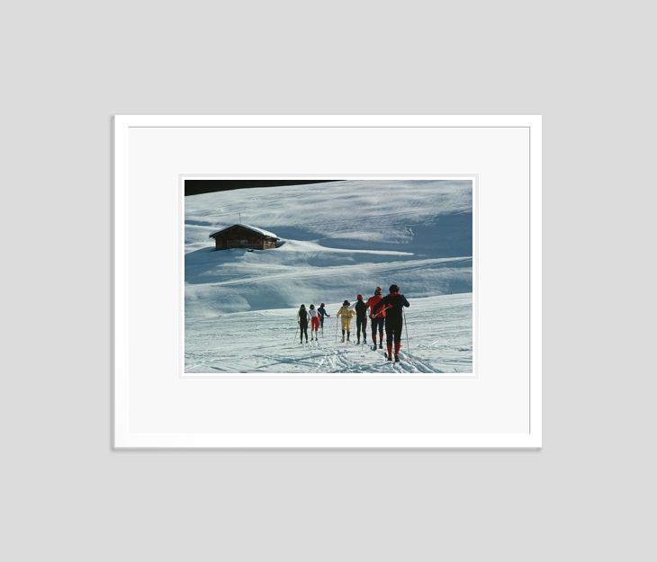 Slim Aarons 'Skiers In Lech' Framed White photo furniture