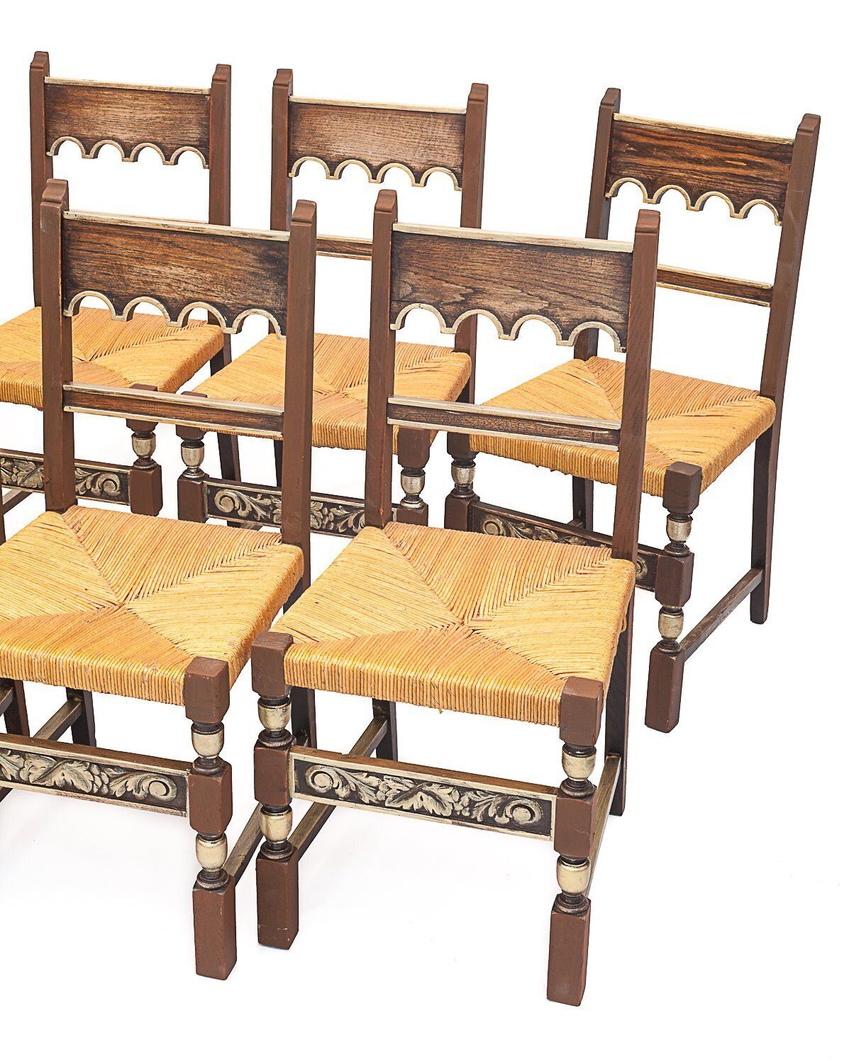 Set Of 8 Straw Chairs. Art Deco, 1940 photo furniture