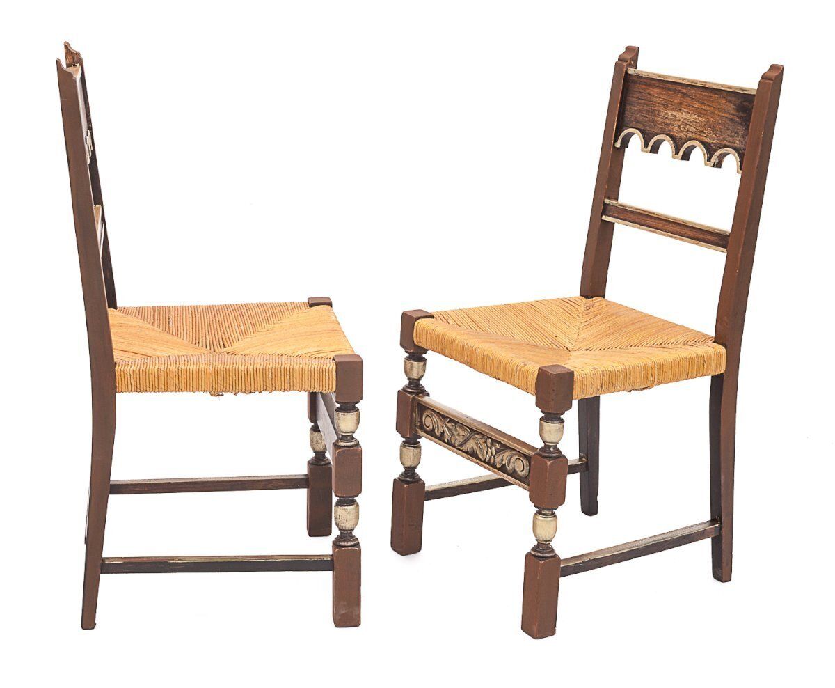 Set Of 8 Straw Chairs. Art Deco, 1940 photo 1406.0