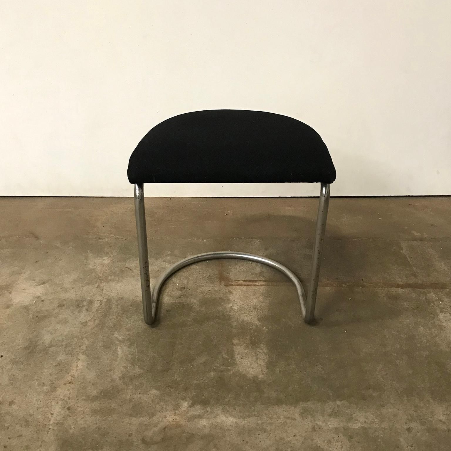 photo furniture W.H. Gispen For Gispen, For Make Up Tabouret In Chrome And Black, Circa 1930