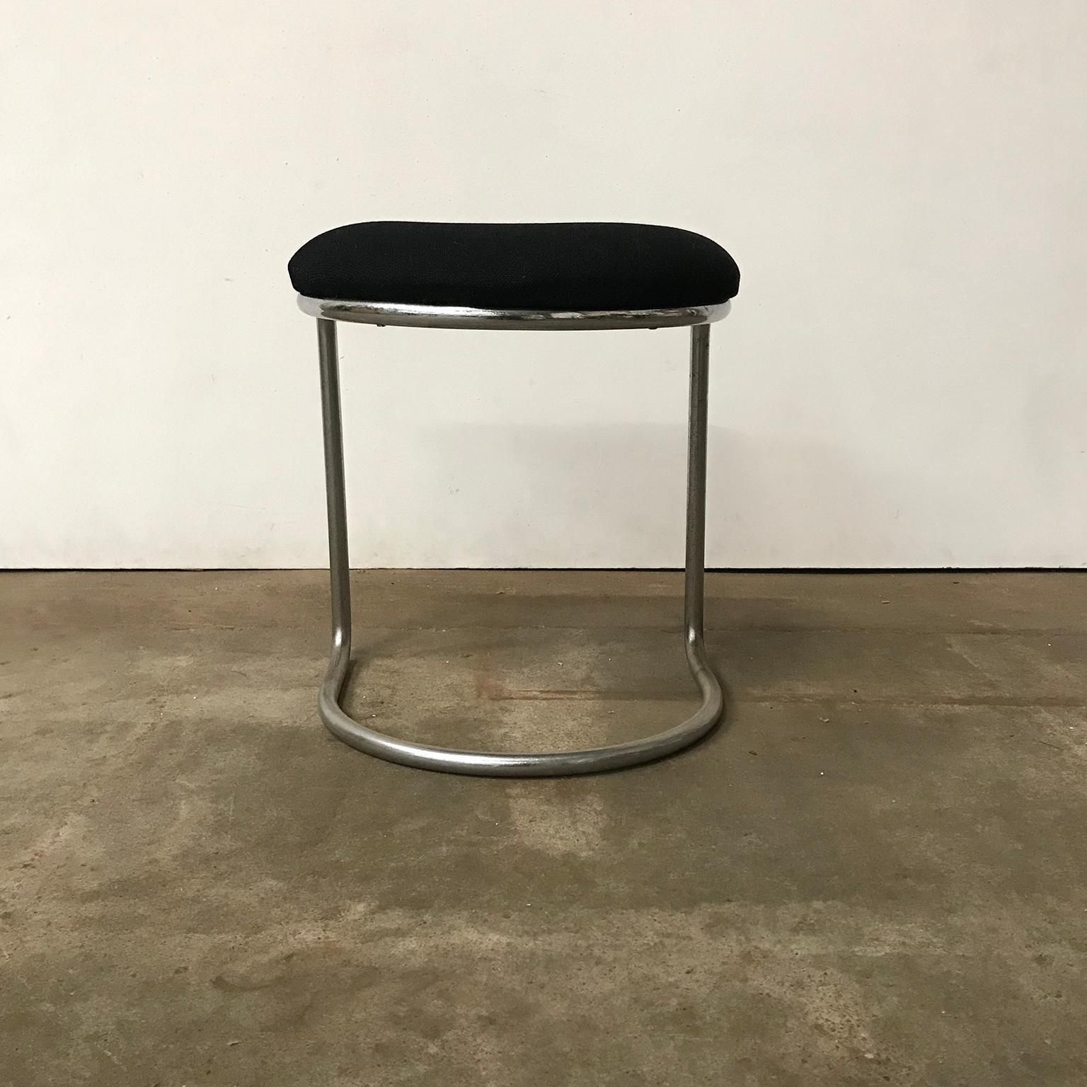 photo for sale W.H. Gispen For Gispen, For Make Up Tabouret In Chrome And Black, Circa 1930