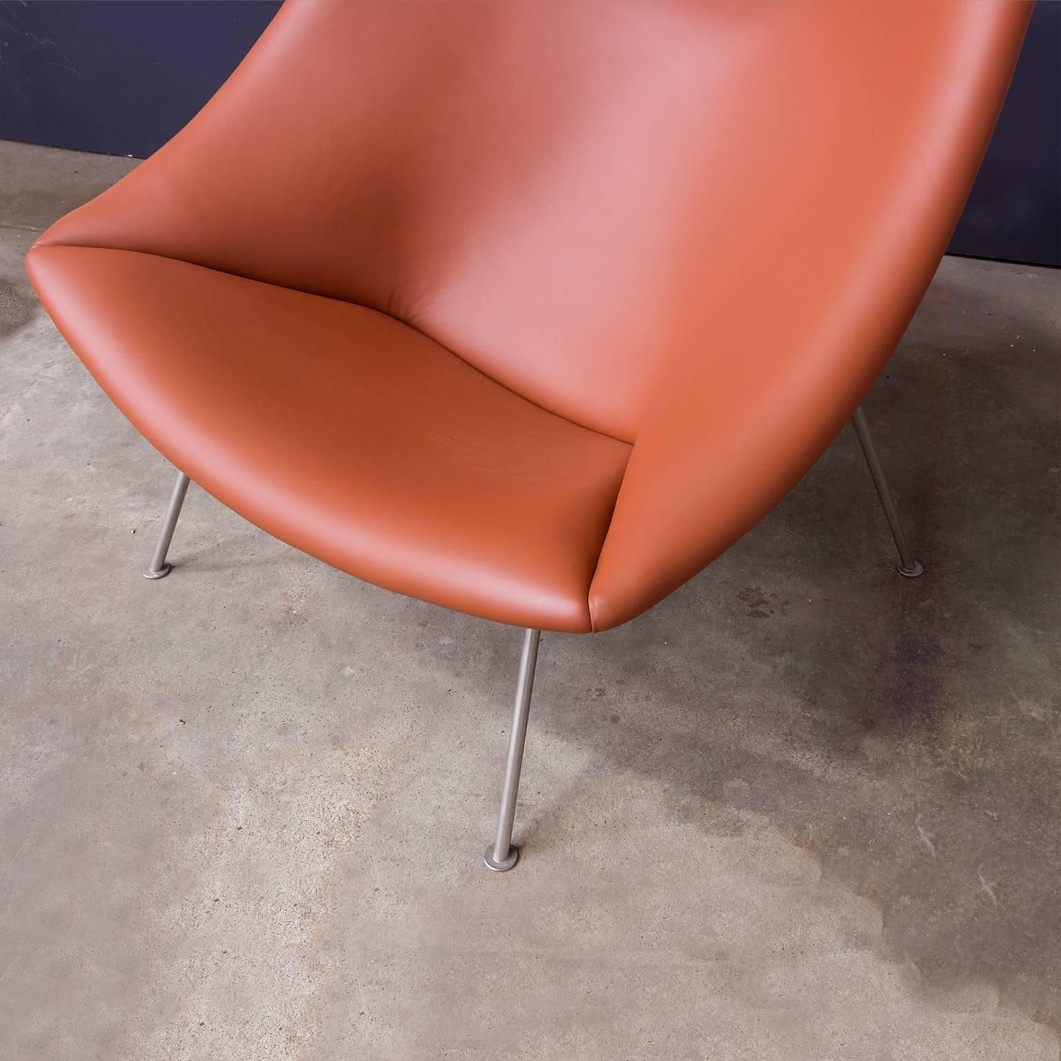 1959, Pierre Paulin, Large Early Oyster, Easy Chair F157 In Brown Leather photo vinterior