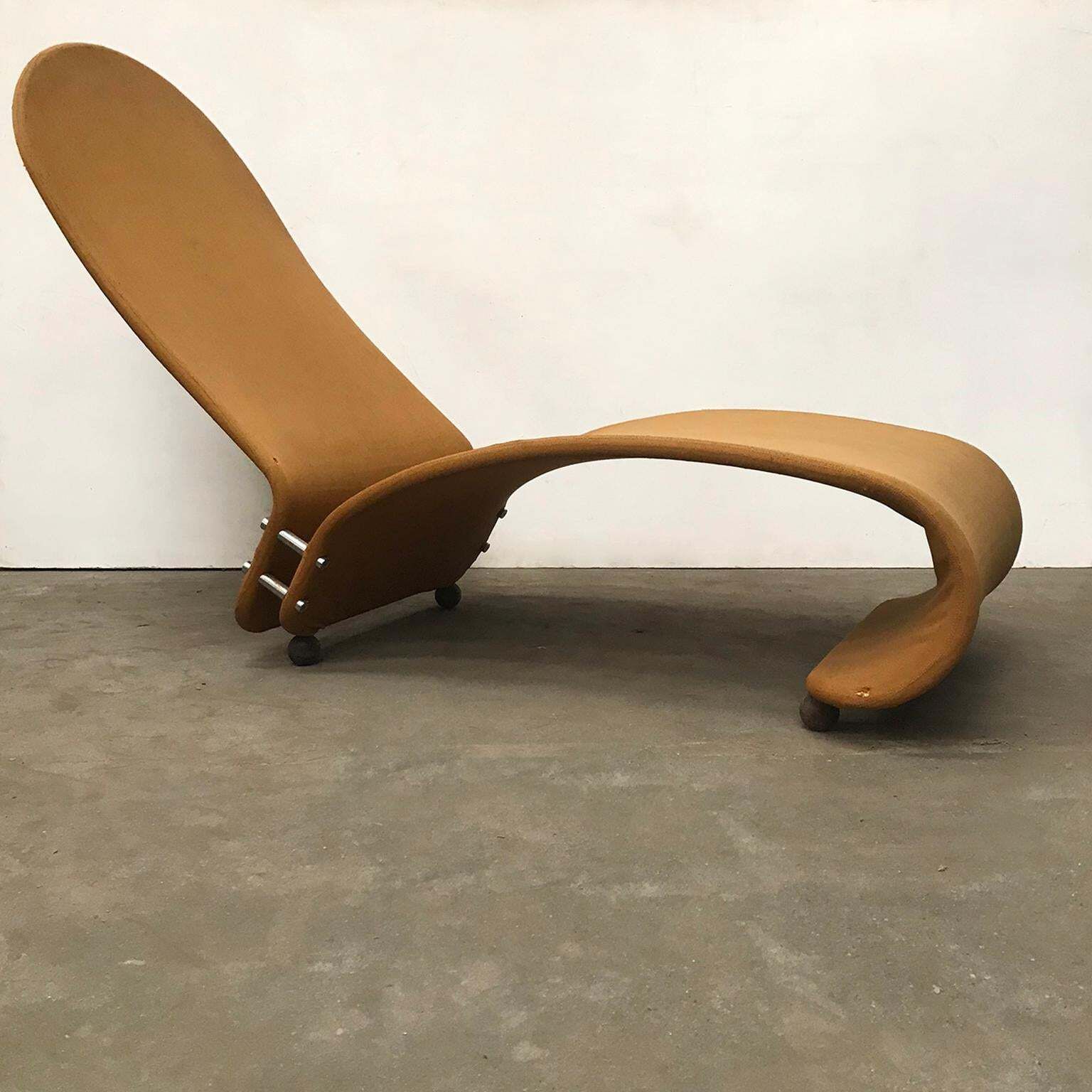1973, Verner Panton For Rosenthal, 1 2 3 Serie, Rare Chaise Longue, Ochre Fabric photo furniture