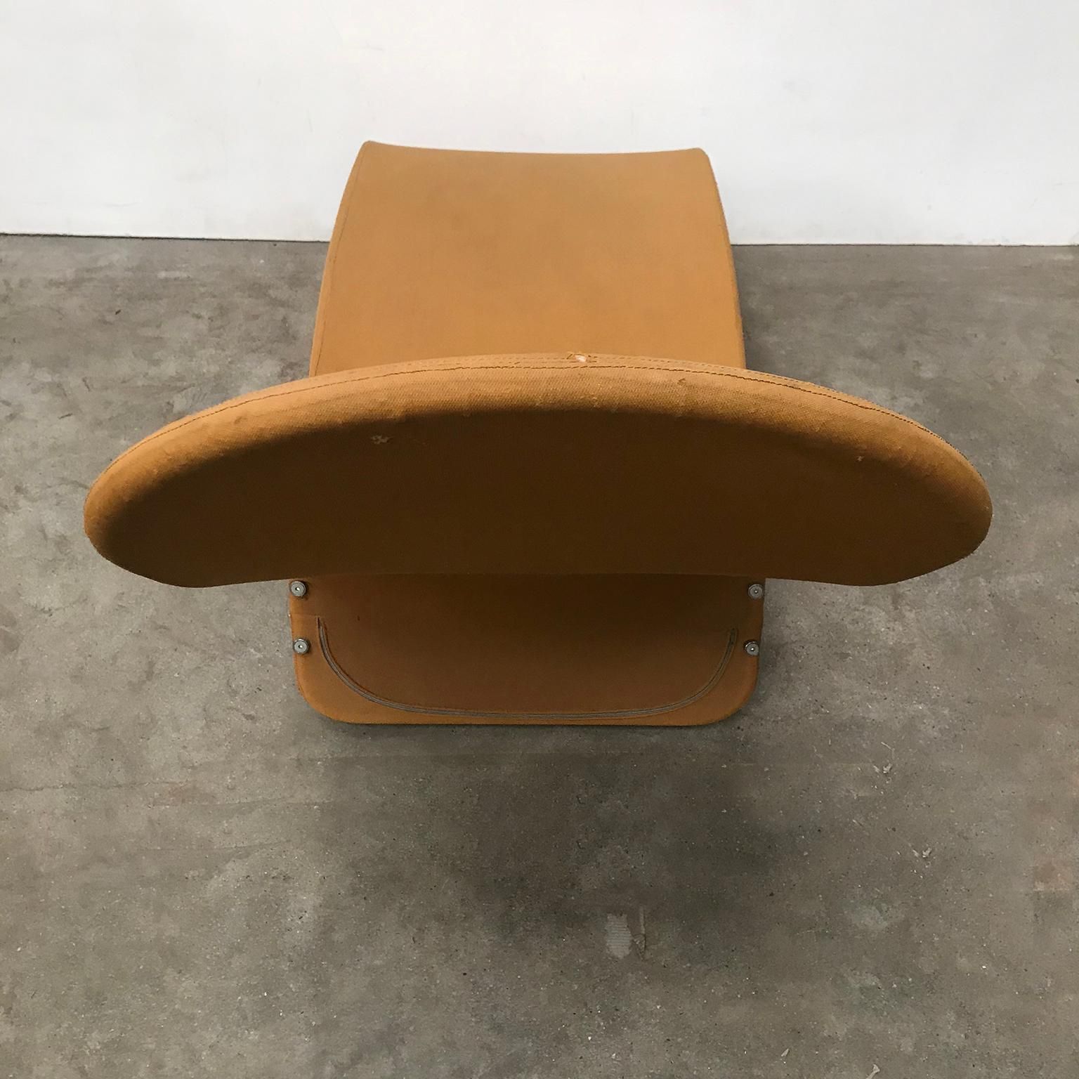 1973, Verner Panton For Rosenthal, 1 2 3 Serie, Rare Chaise Longue, Ochre Fabric photo vintage
