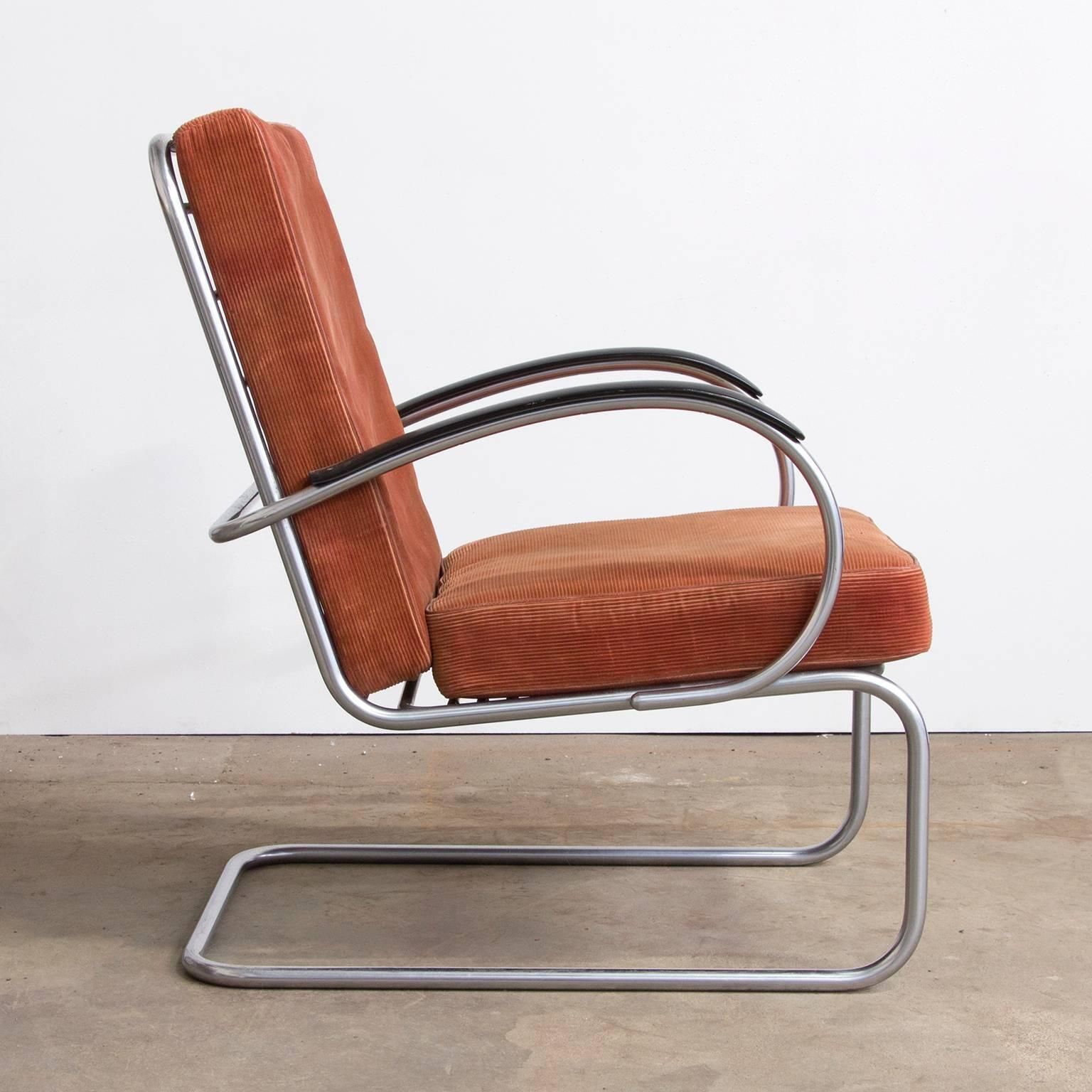 1933, W.H. Gispen For Gispen Culemborg, Easy Chair 409 In Terra Cotta photo furniture