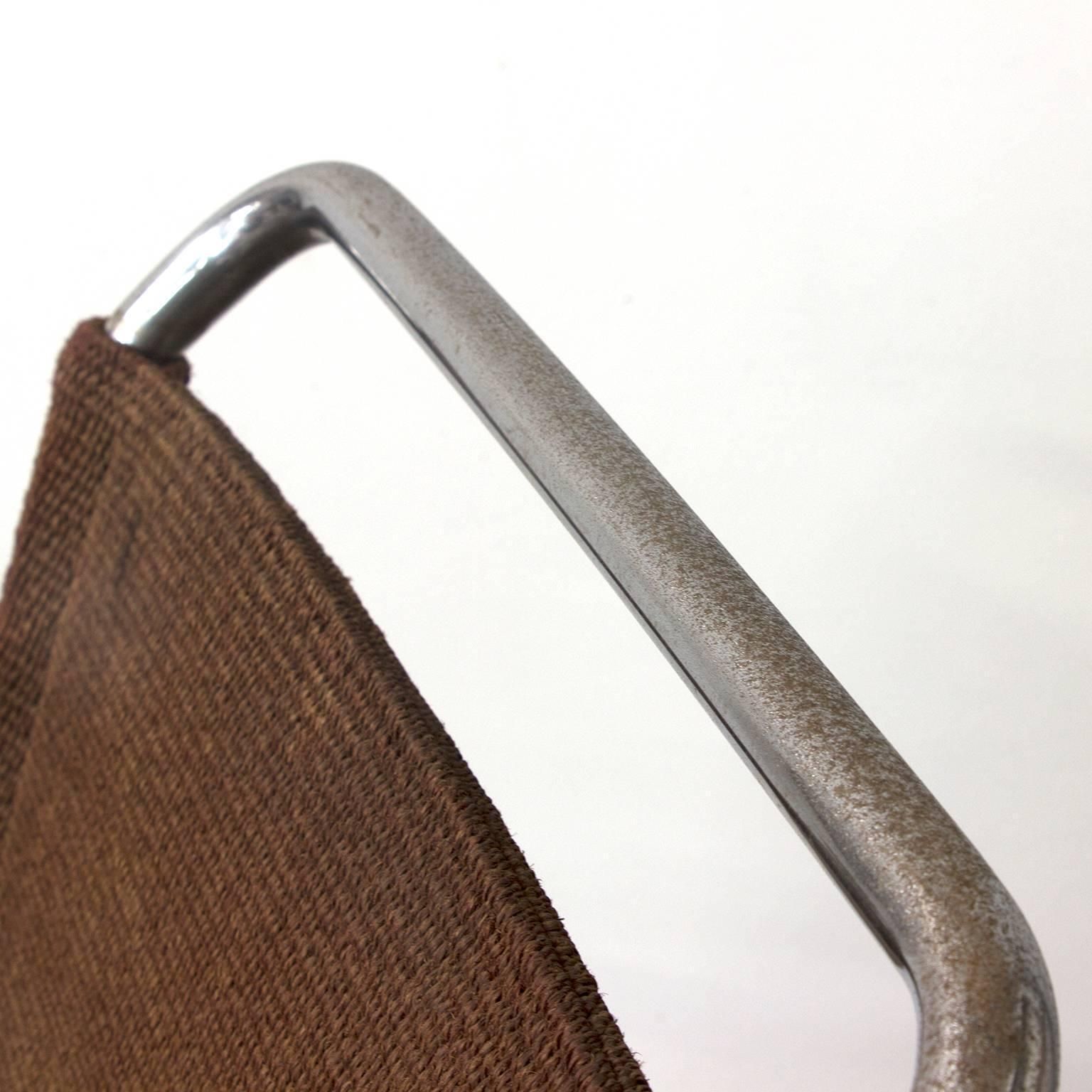 photo furniture Circa 1930, Original, Early Tubular Easy Chair With Original Robe Woven Seat