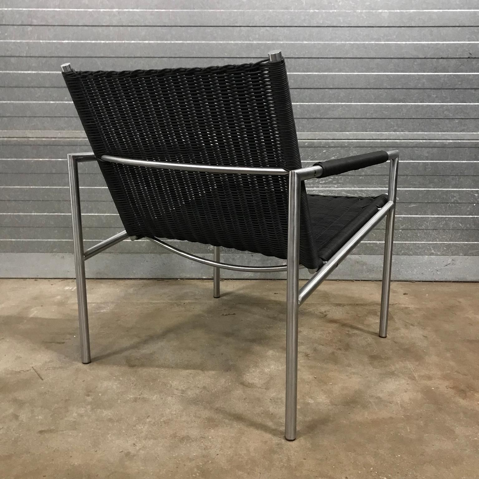 1965, Martin Visser, Sz01 Tubular Easy Chair In Very Rare Black Artificial Cane photo for sale