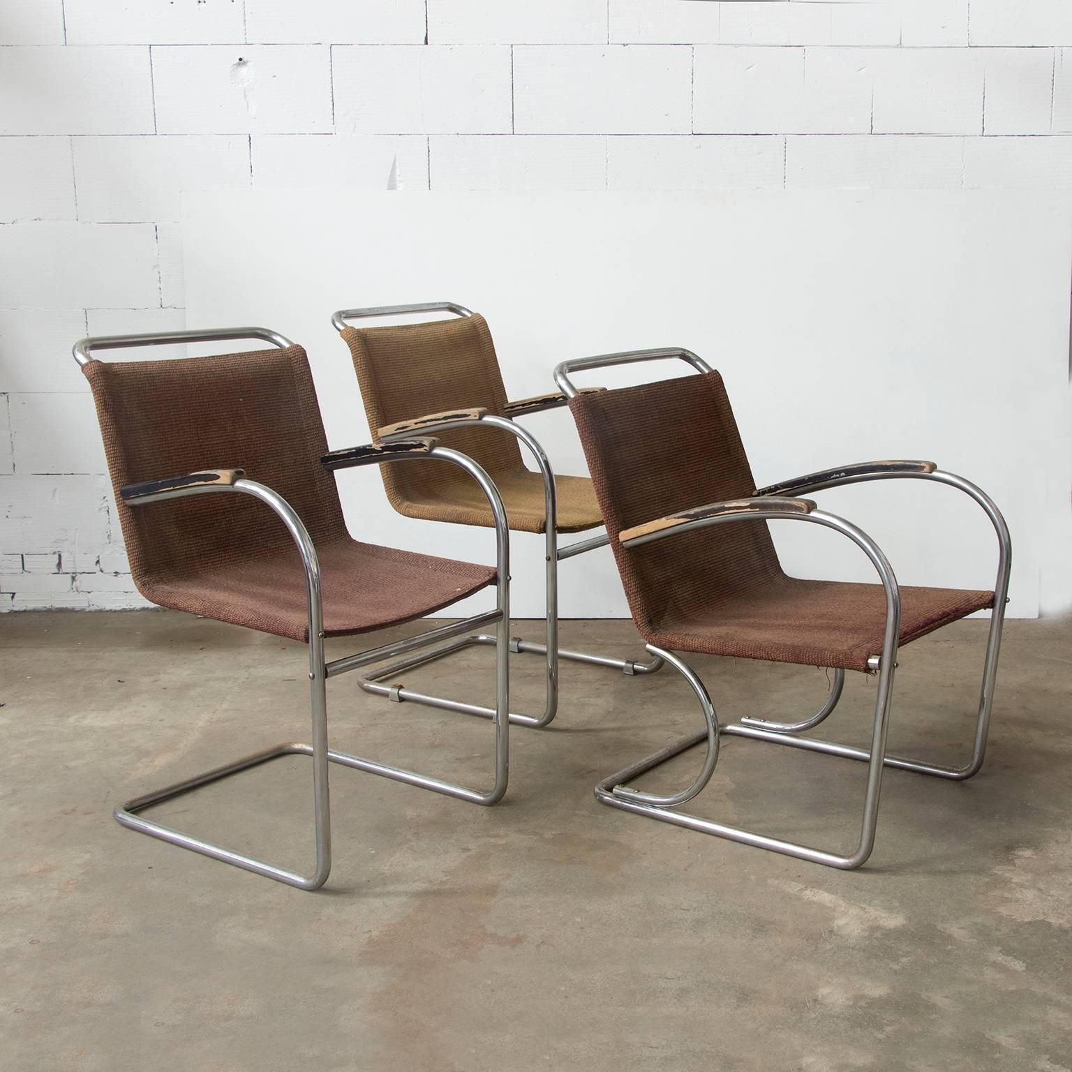 photo for sale Circa 1930, Original, Early Tubular Easy Chair With Original Robe Woven Seat