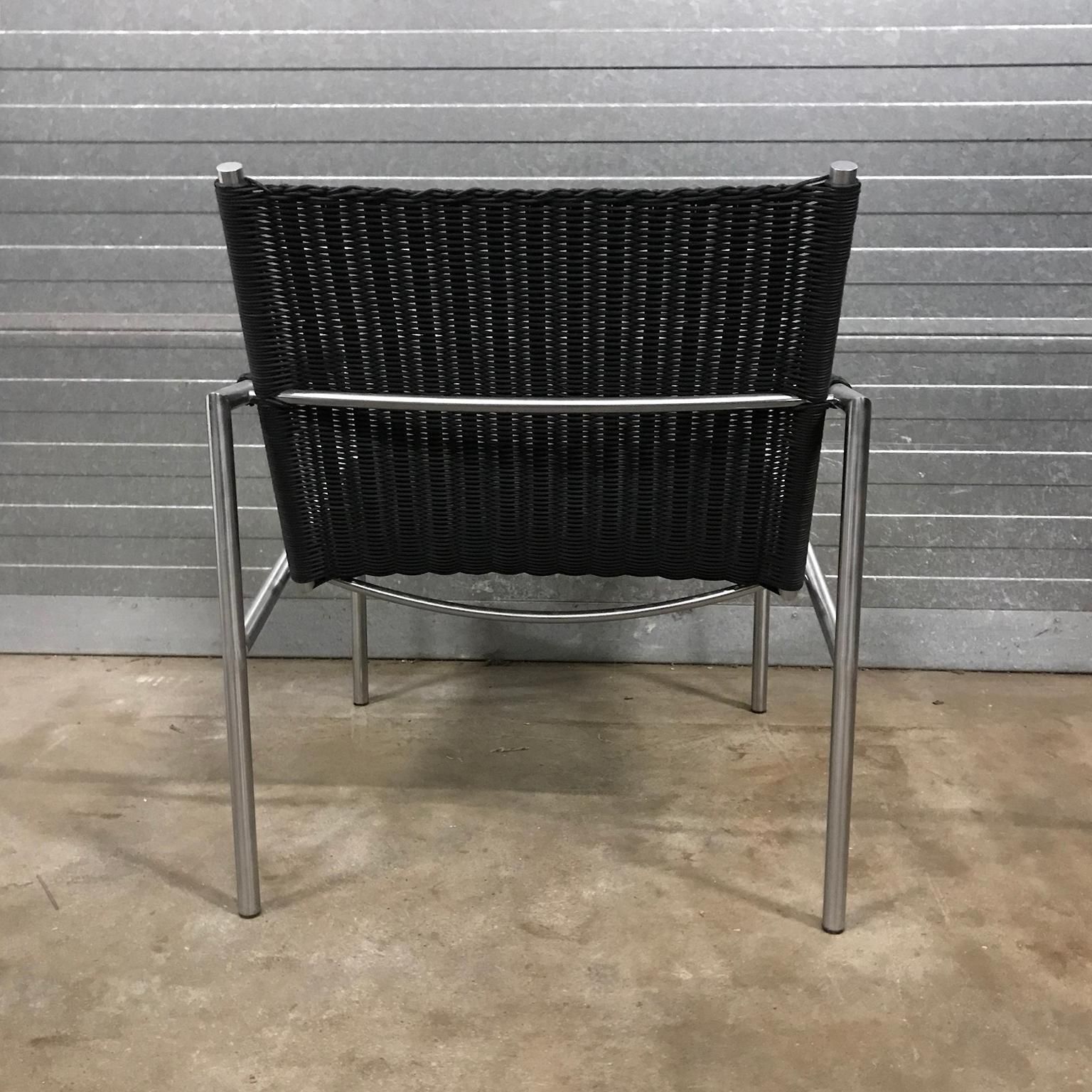 1965, Martin Visser, Sz01 Tubular Easy Chair In Very Rare Black Artificial Cane photo Furniture