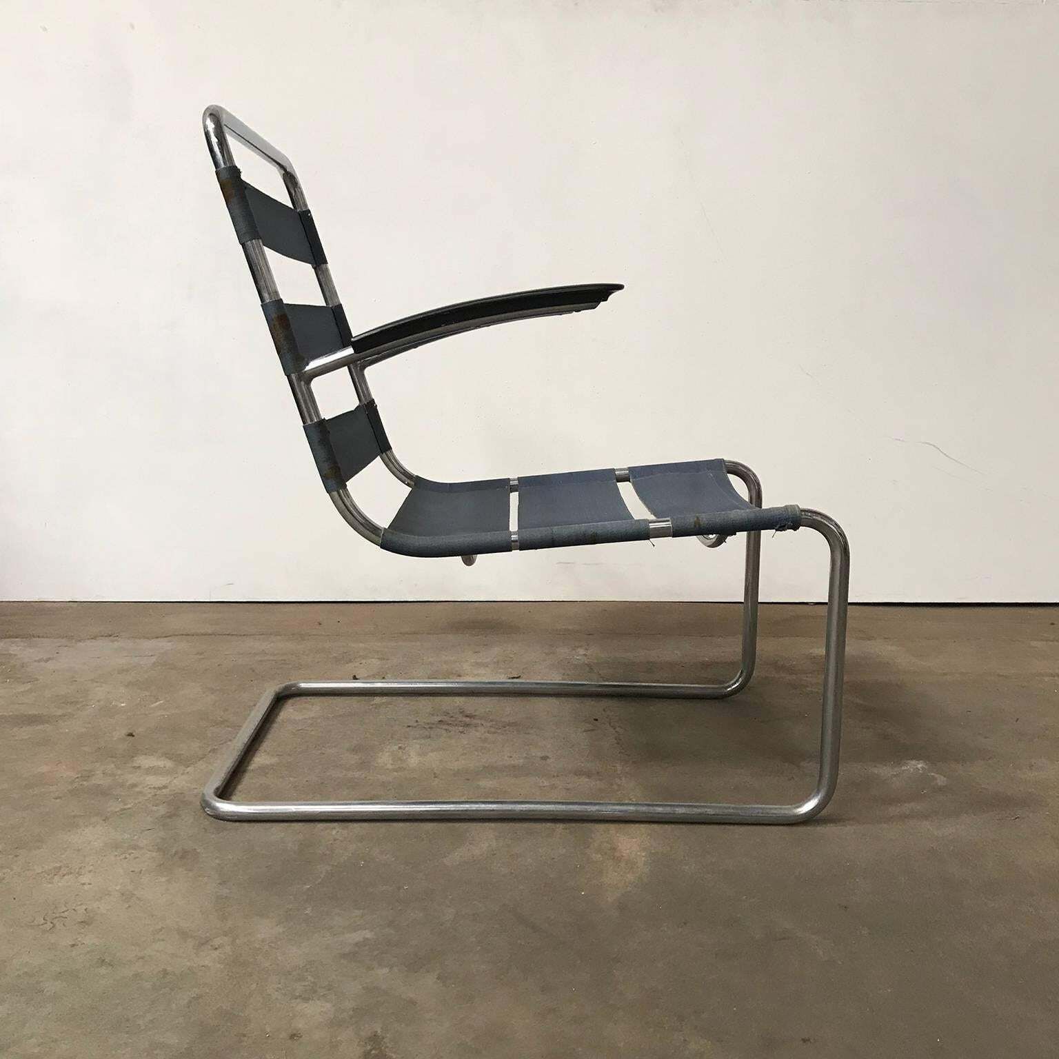 1935, W.H. Gispen For Gispen, Pre War Easy Chair 411 Without Cushions photo for sale