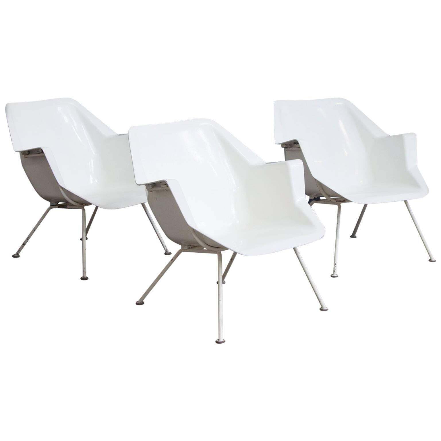 1957, Wim Rietveld/André Cordemeyer, Three Chairs, 416 Version By Gispen Holland