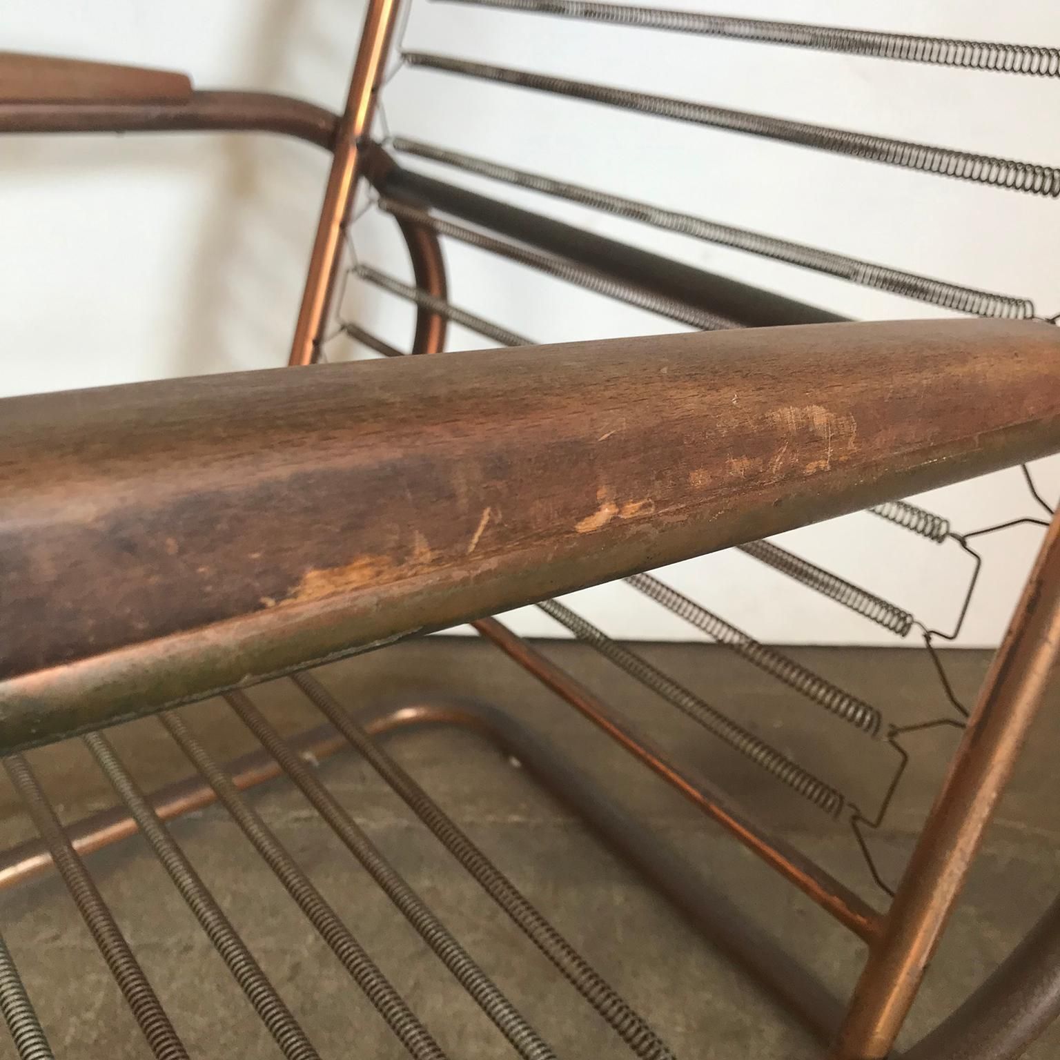 5033.0 1930, Paul Schuitema For Fana Metaal, Red Copper Chair With Wooden Armrests photo