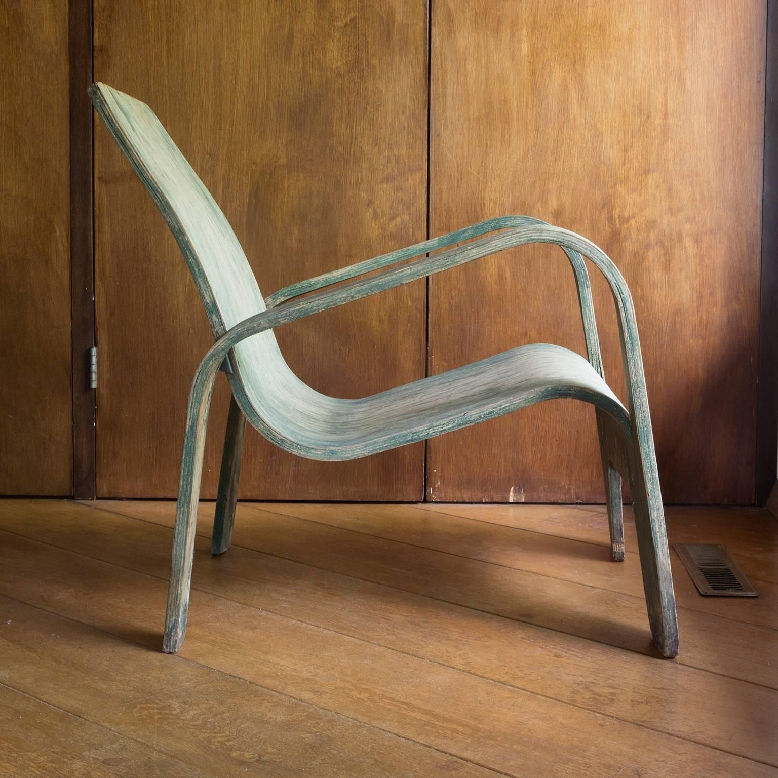 1940, Han Pieck, Plywood Lounge Armchair For Lawo In Green As Published On Book photo for sale