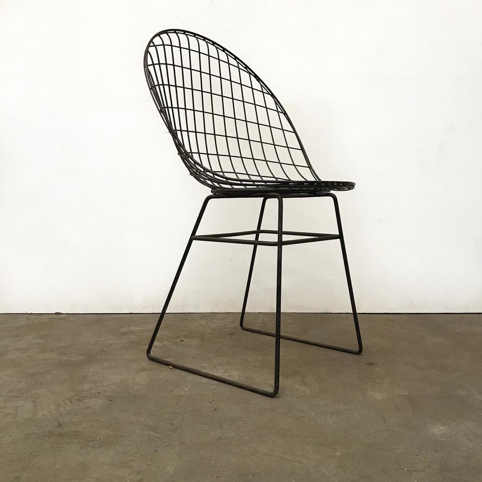 Black Wire Dining Chair With Beautiful Curves And Elegant Silhouet, Circa 1960 photo furniture