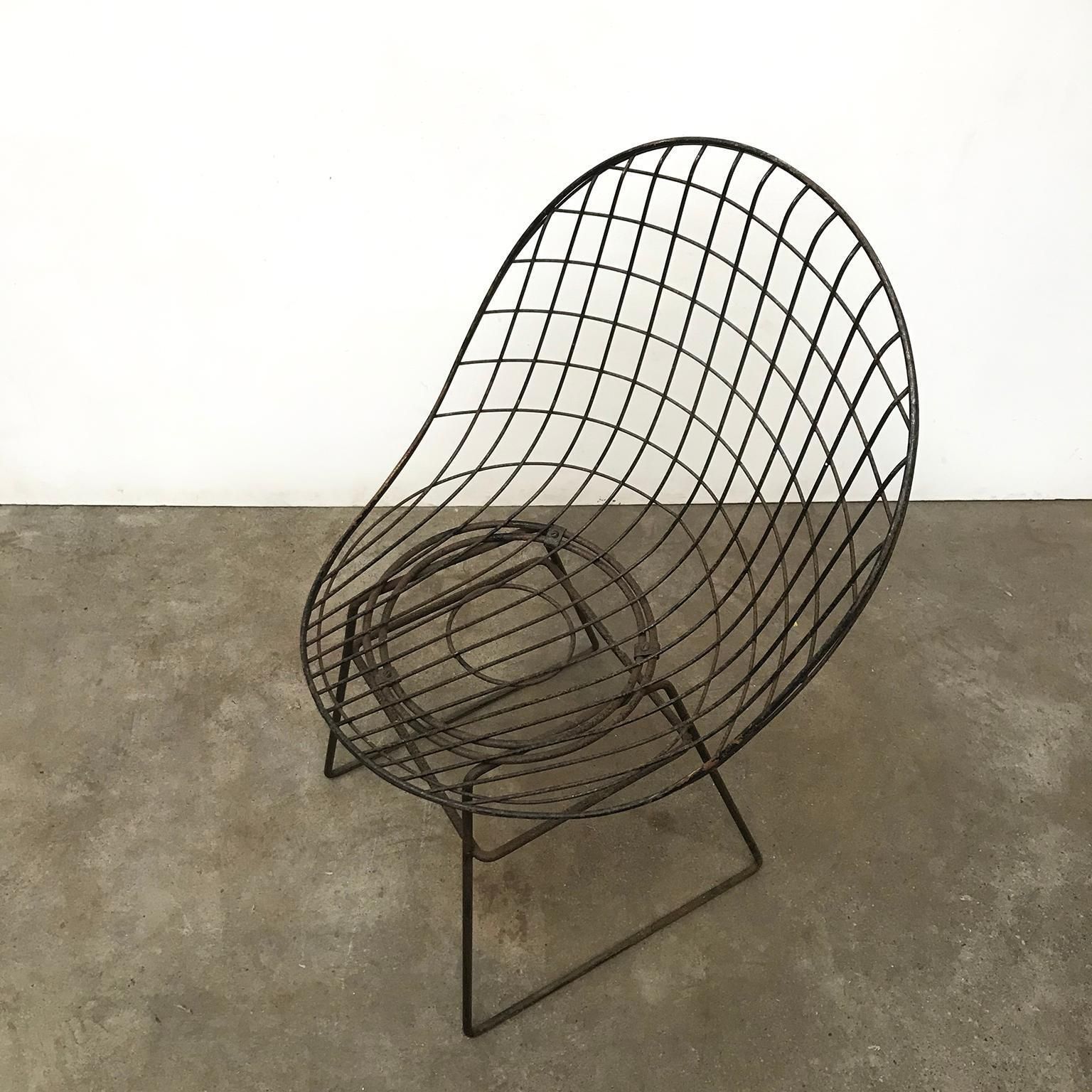 photo buy Black Wire Dining Chair With Beautiful Curves And Elegant Silhouet, Circa 1960