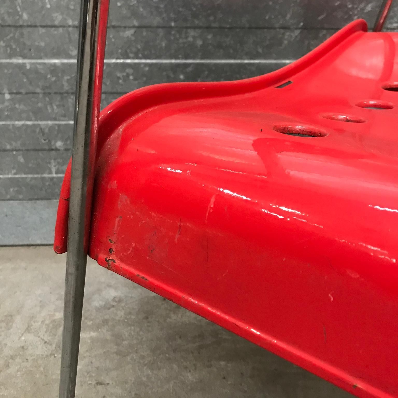 photo for sale 1971, Rodney Kinsman, For Bieffeplast, 2 Rare Red Omstak Stacking Chairs