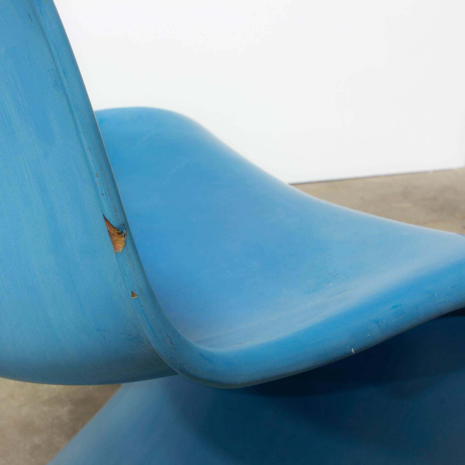 1965, Verner Panton, Two Stacking Chair 1st Herman Miller Edition, In Blue photo buy