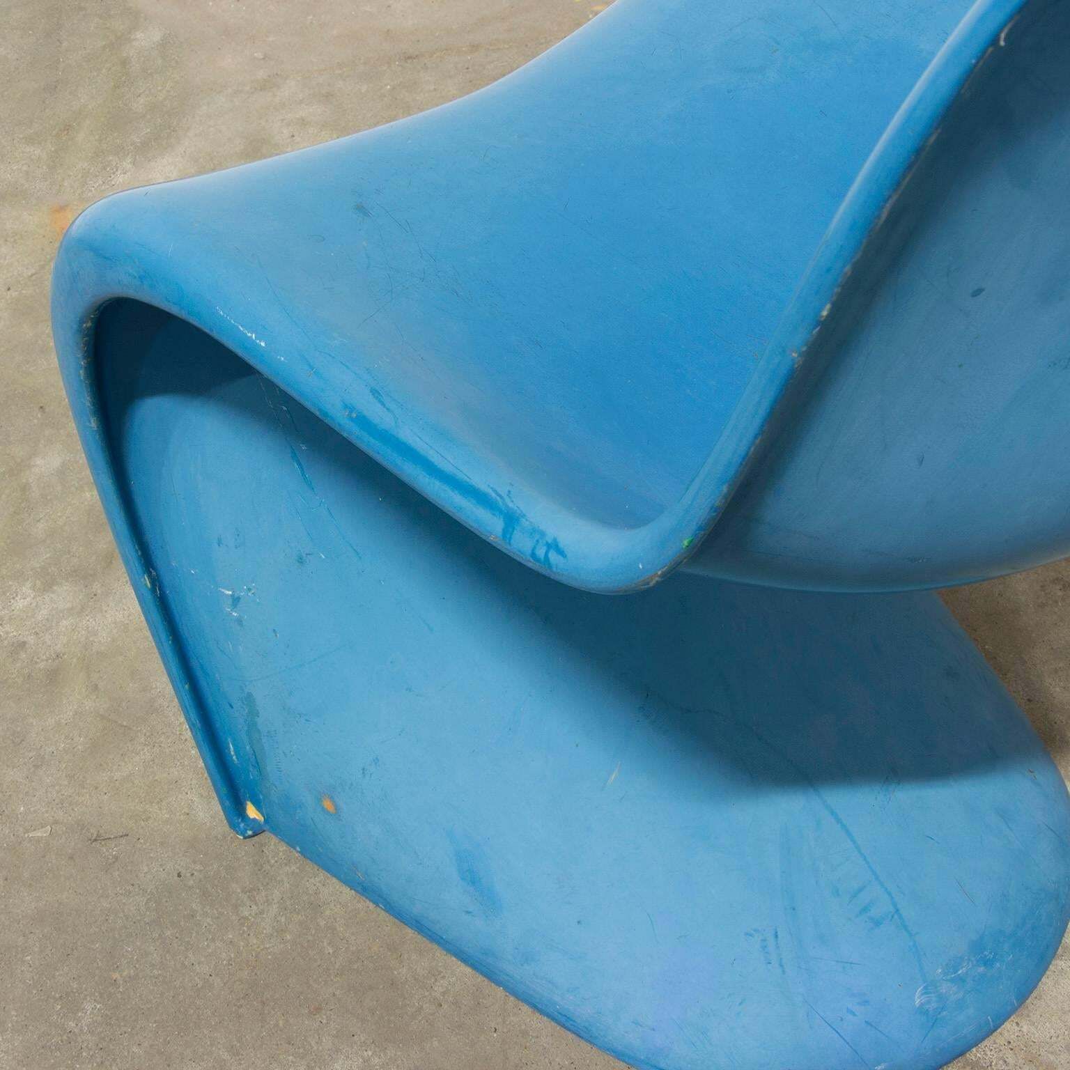 1965, Verner Panton, Two Stacking Chair 1st Herman Miller Edition, In Blue photo vintage