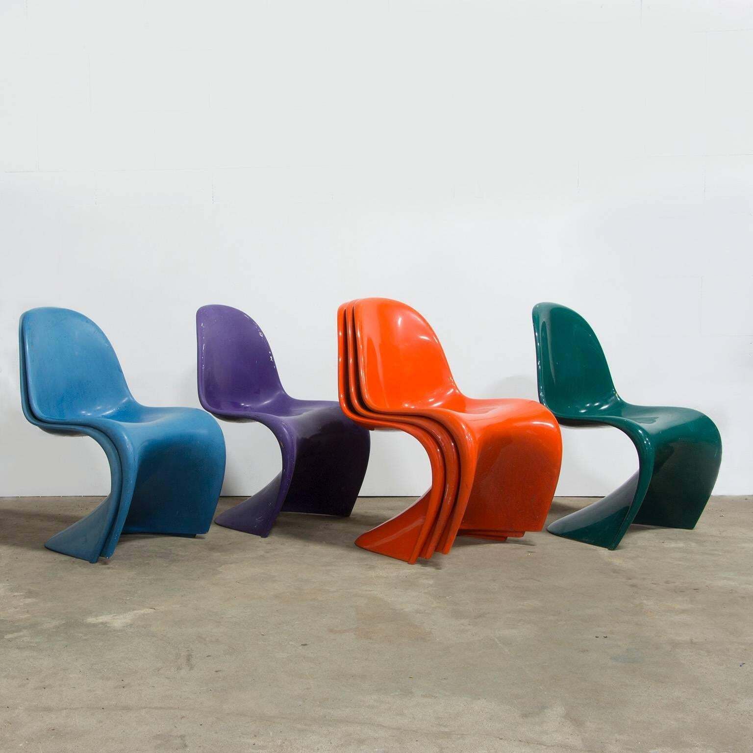 photo for sale 1965, Verner Panton, Rare Purple Stacking Chair 1st Herman Miller Edition