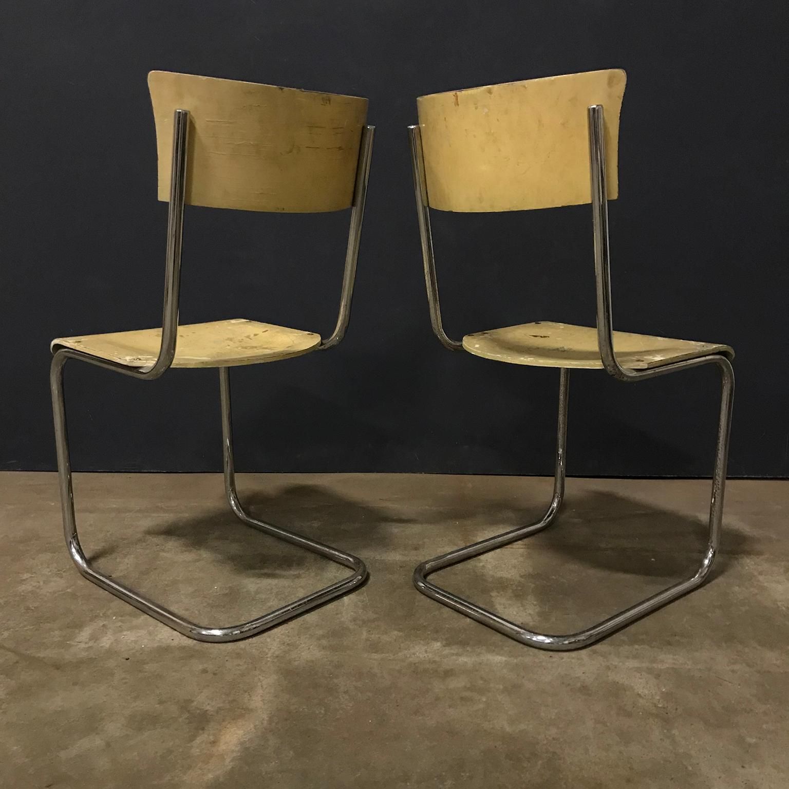 1931, Mart Stam For Thonet, Set Of Light Yellow Wooden S43 photo Furniture