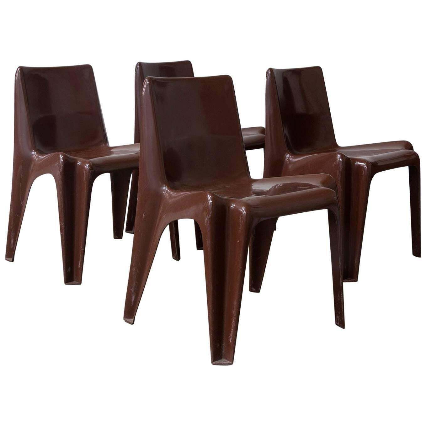 1969, Helmut Bätzner For Bofinger, Set Of Four Brown Chairs Modell B 1171