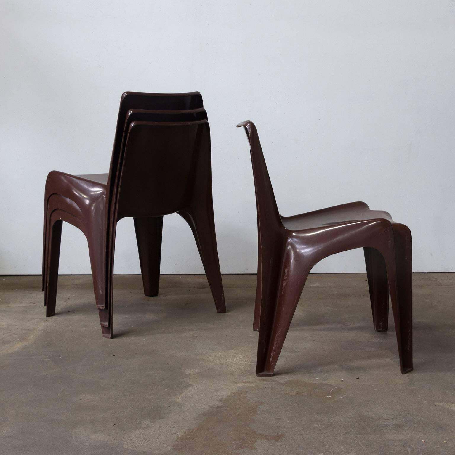 1969, Helmut Bätzner For Bofinger, Set Of Four Brown Chairs Modell B 1171 photo furniture