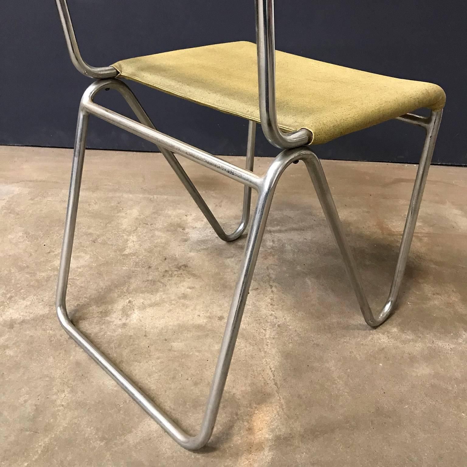 photo for sale 1927, W.H. Gispen For Gispen, Diagonal Chair 102 In Original Yellow Faux Leather