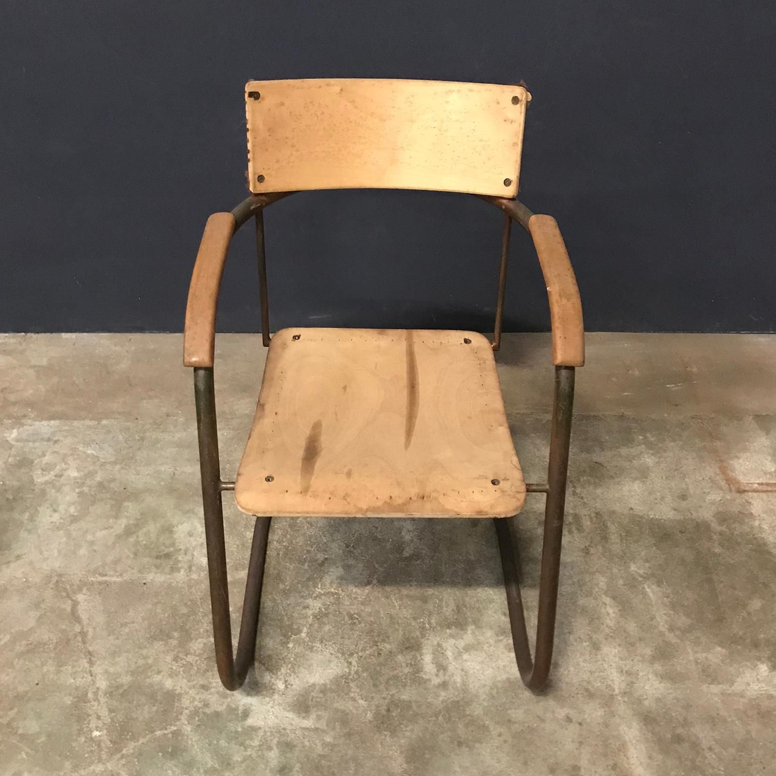 Paul Schuitema Tube Chair, Original In Copper And Upholstered Wood, Circa 1930 photo buy