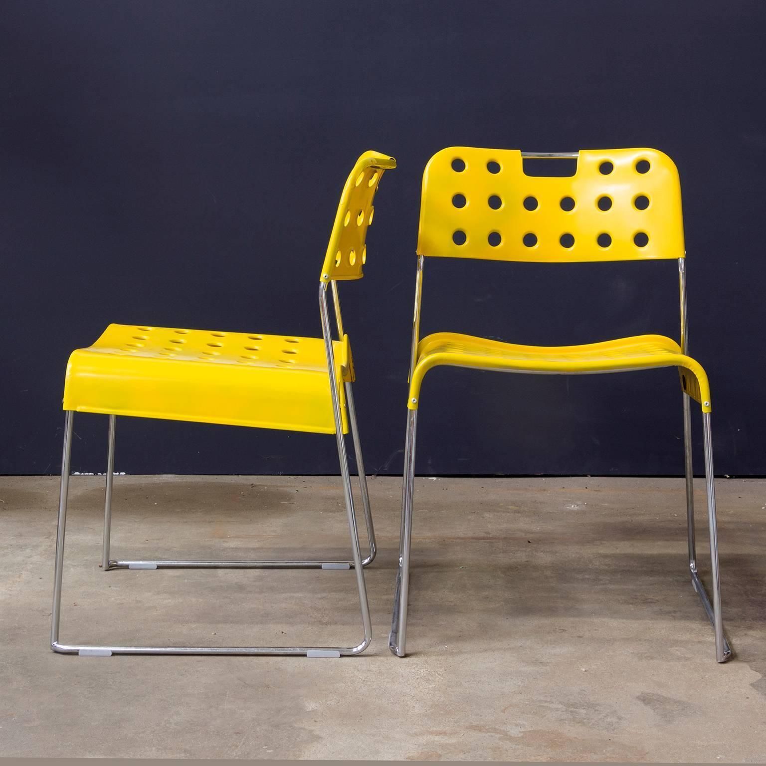 1971, Rodney Kinsman, Set Of Rare Yellow Omstak Stacking Chairs photo furniture