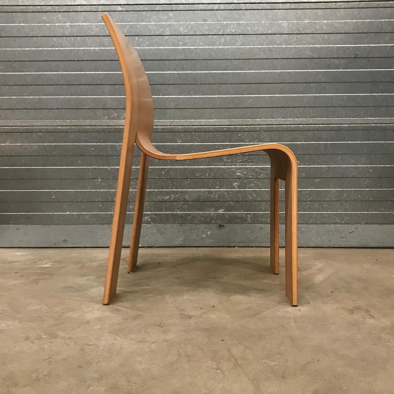 1974, Gijs Bakker For Castelijn, Set Of Stackable Bended Wood Strip Chairs photo Furniture