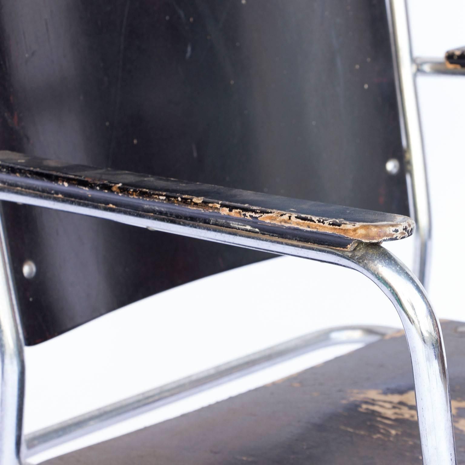 Rare Large Side Or Easy Tubular Chair With Original Painted Wood, Circa 1930 photo buy
