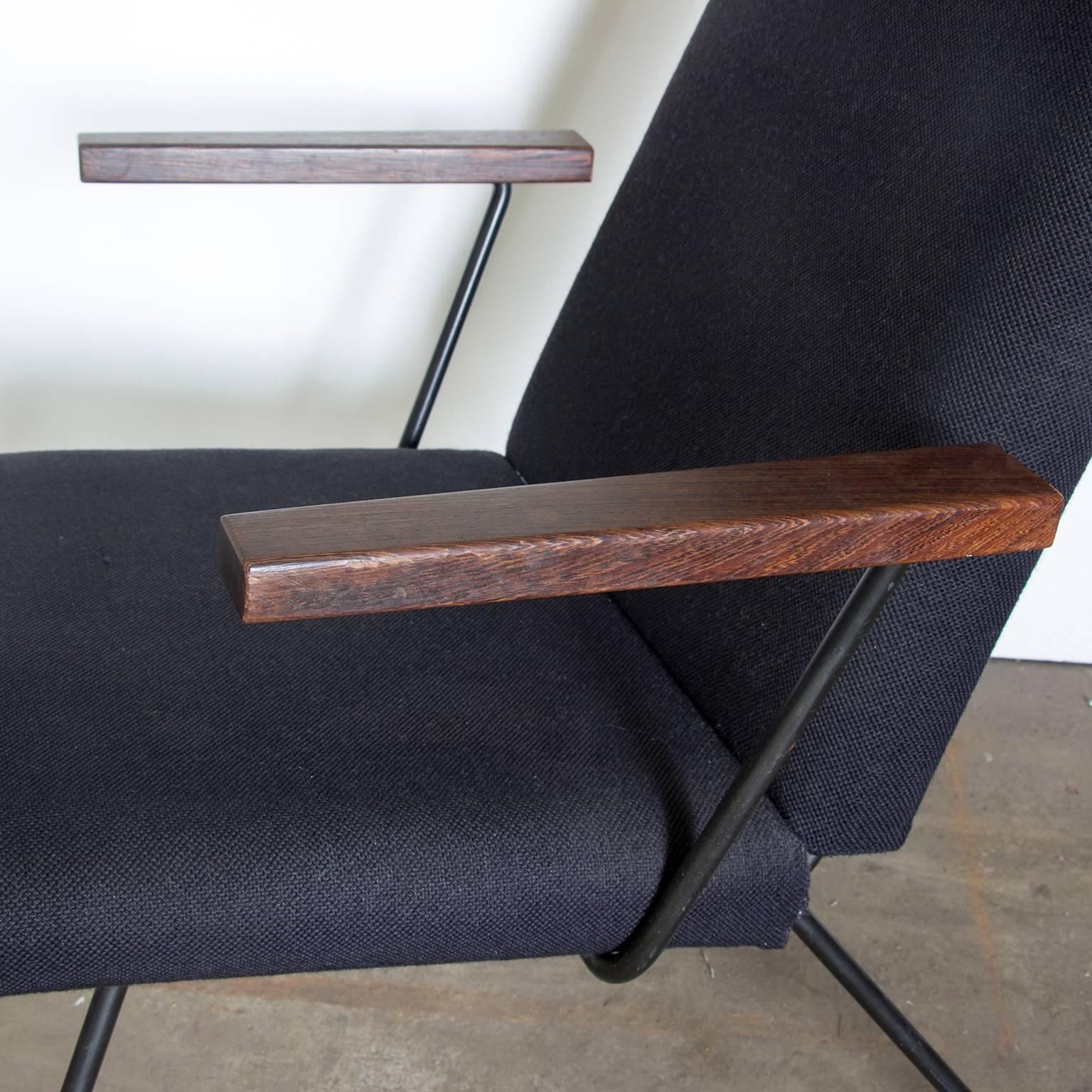 1959, Cordemeyer For Gispen, Easy Chair 1410, Original Dark Blue/Black Fabric photo vinterior