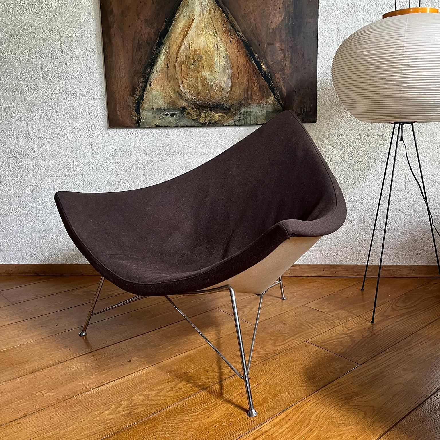 Early, Metal Shell ! Coconut Chair By George Nelson In Brown Upholstery, 1955 photo for sale