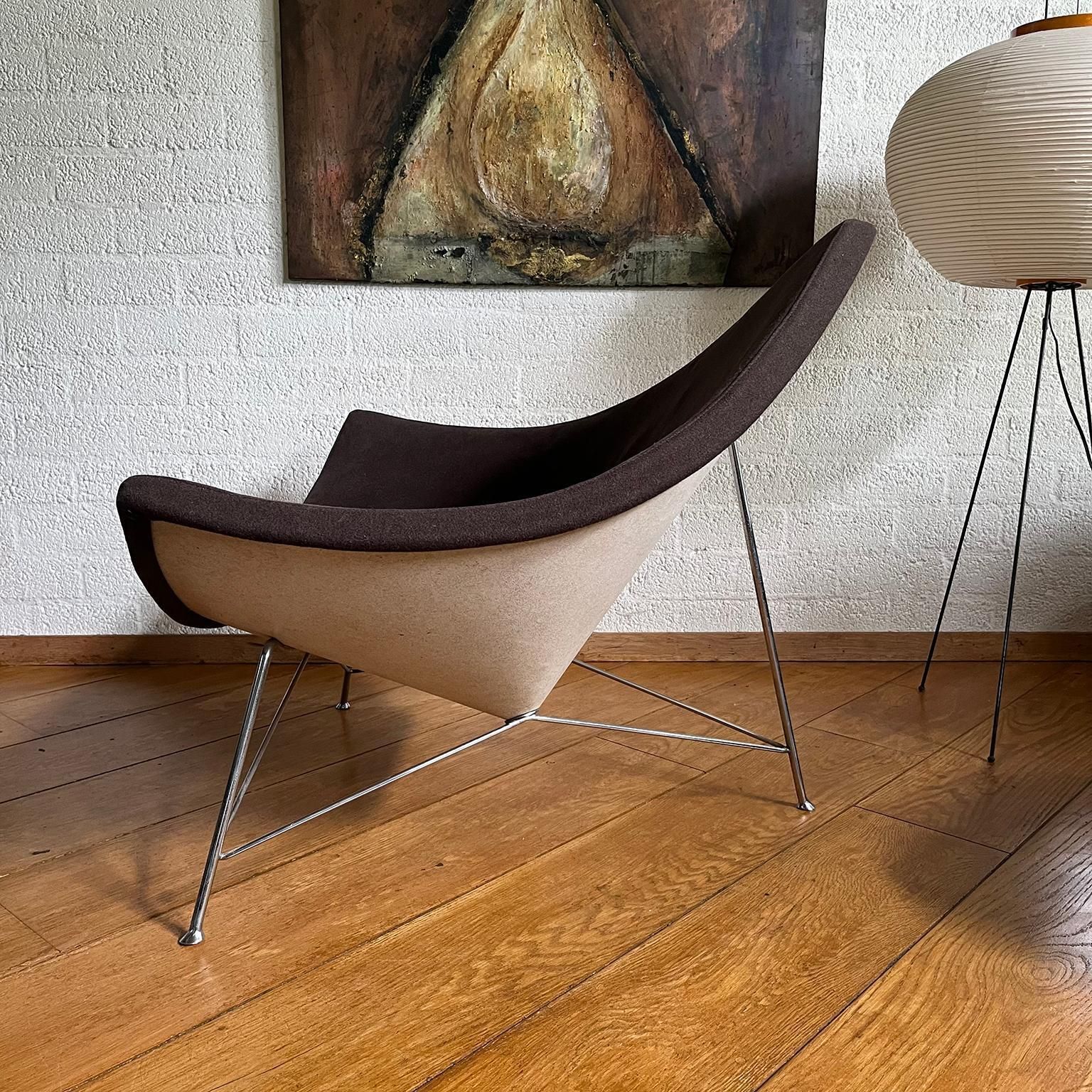 Early, Metal Shell ! Coconut Chair By George Nelson In Brown Upholstery, 1955 photo Furniture