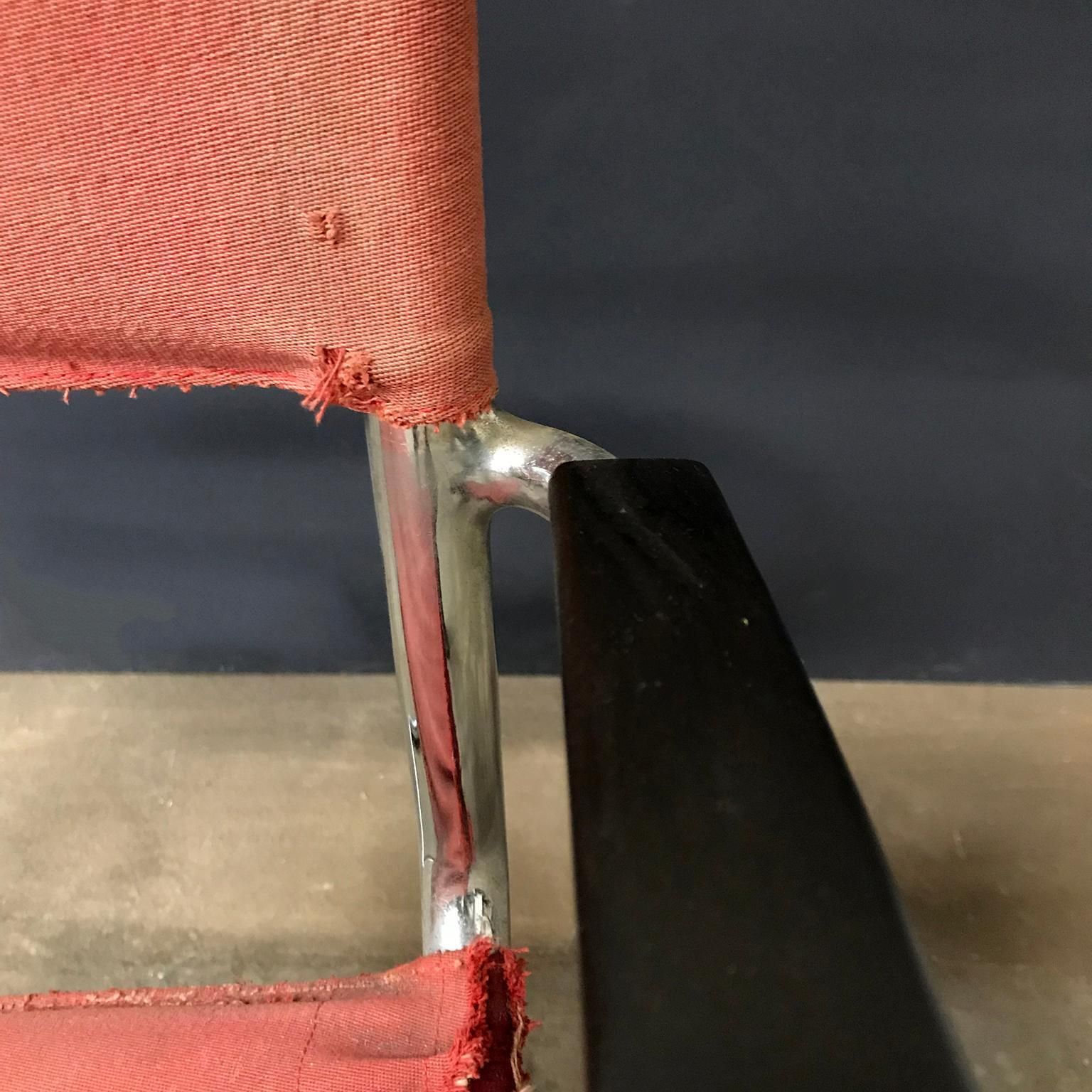 photo vinterior 1930, W.H. Gispen, For Gispen Culemborg, Dining Chair No. 204 In Red Canvas