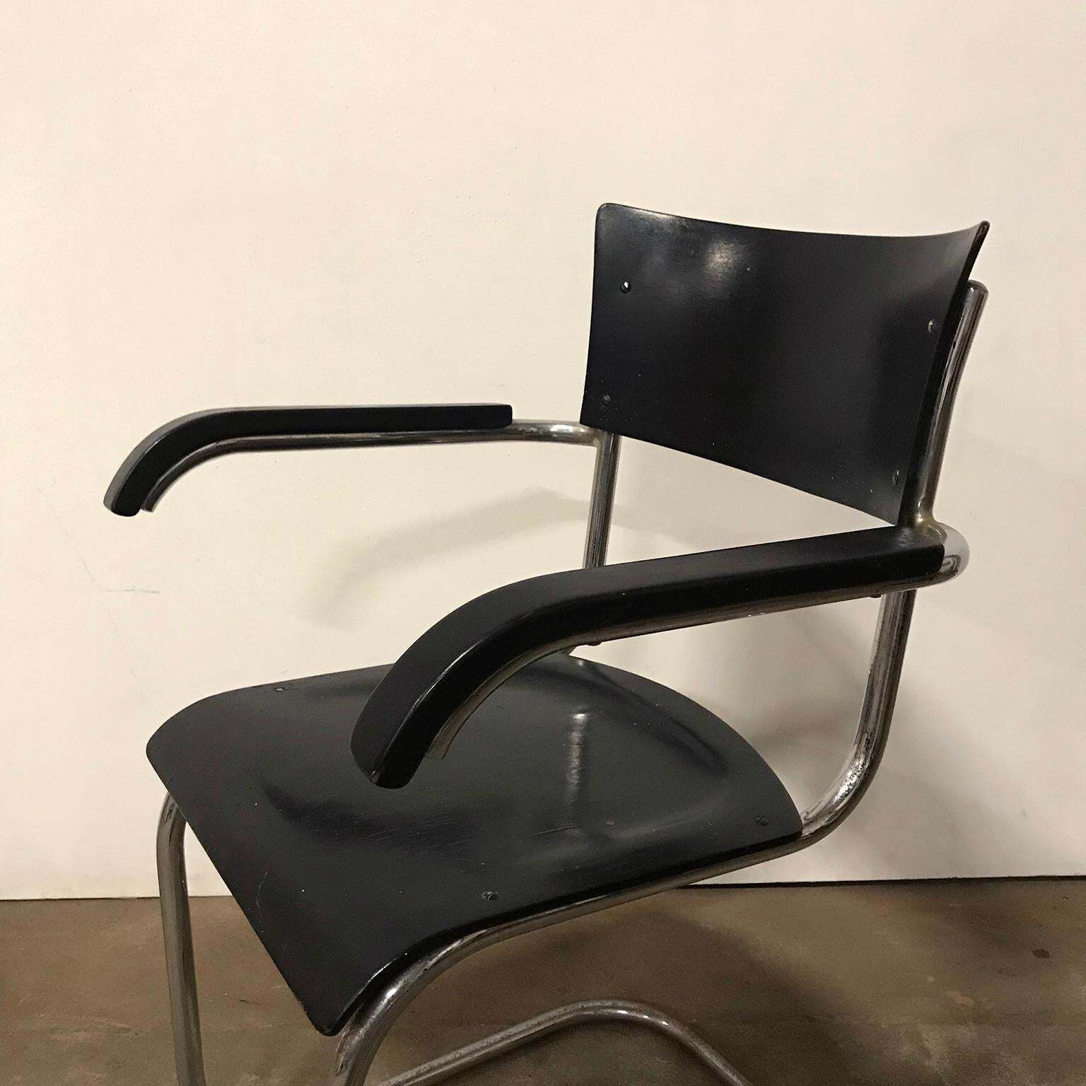 1931, Mart Stam For Thonet, Black Wooden S43f photo vintage