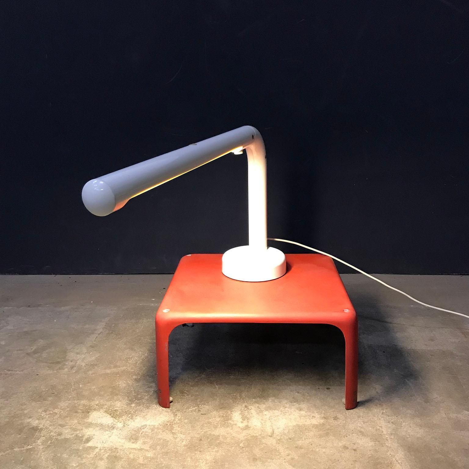photo for sale 1960, Anders Pehrson For Atelje Lyktan, Sweden, Tube Desk Lamp Off White Plastic