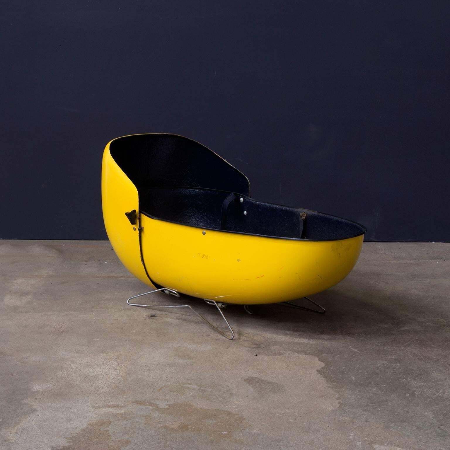 Original Travel Caddie In Bright Yellow Fiberglass / Black Interior, Circa 1960 photo Home Decor