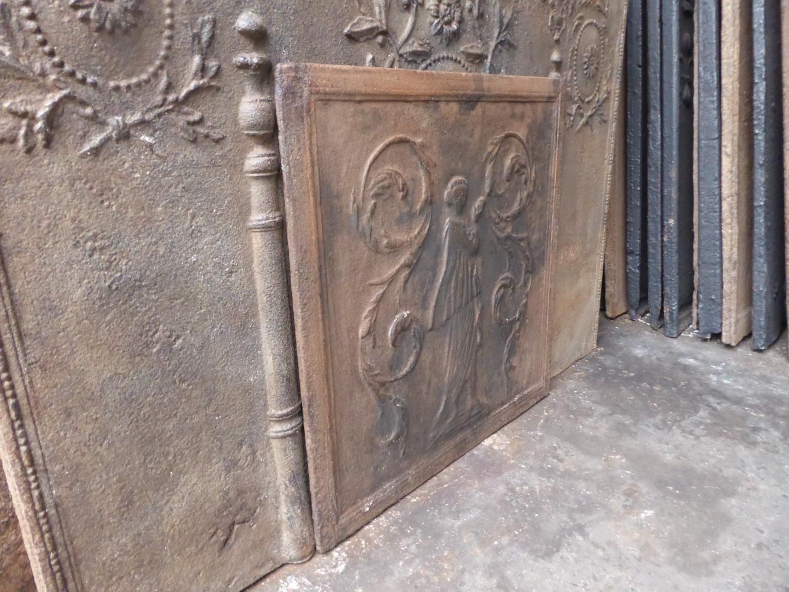 Antique French Neoclassical 'Lady' Fireback / Backsplash, 19th Century photo vintage