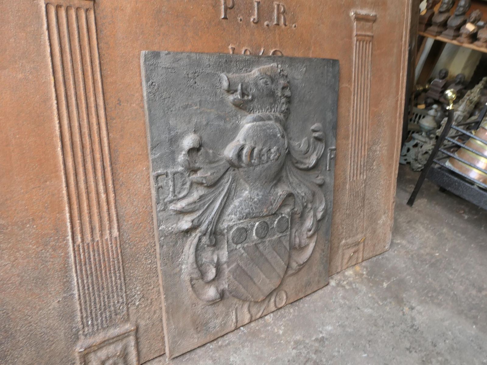 photo for sale French Louis XIV Style 'Coat Of Arms' Fireback / Backsplash