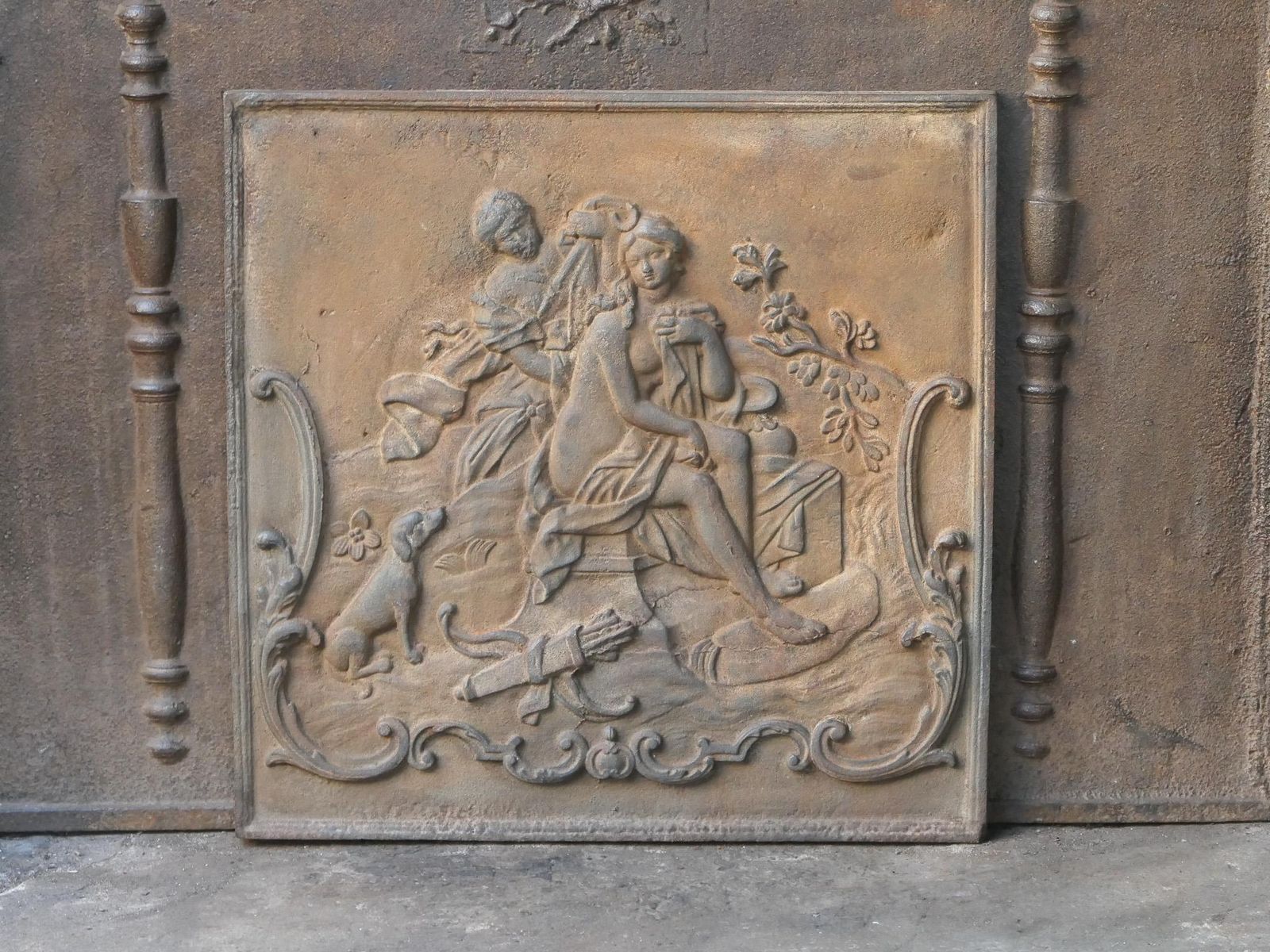 18th Century Louis XV Period Fireback / Backsplash With Diana Bathing photo Home Decor