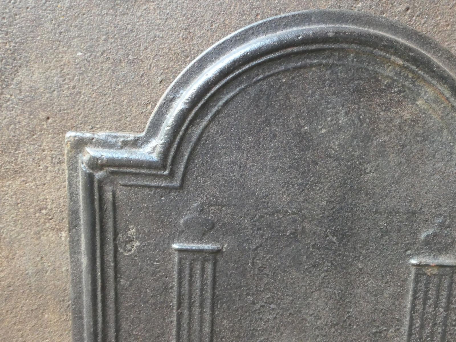 photo for sale Small Antique French 'Pillars Of Freedom' Fireback / Backsplash, 19th C.
