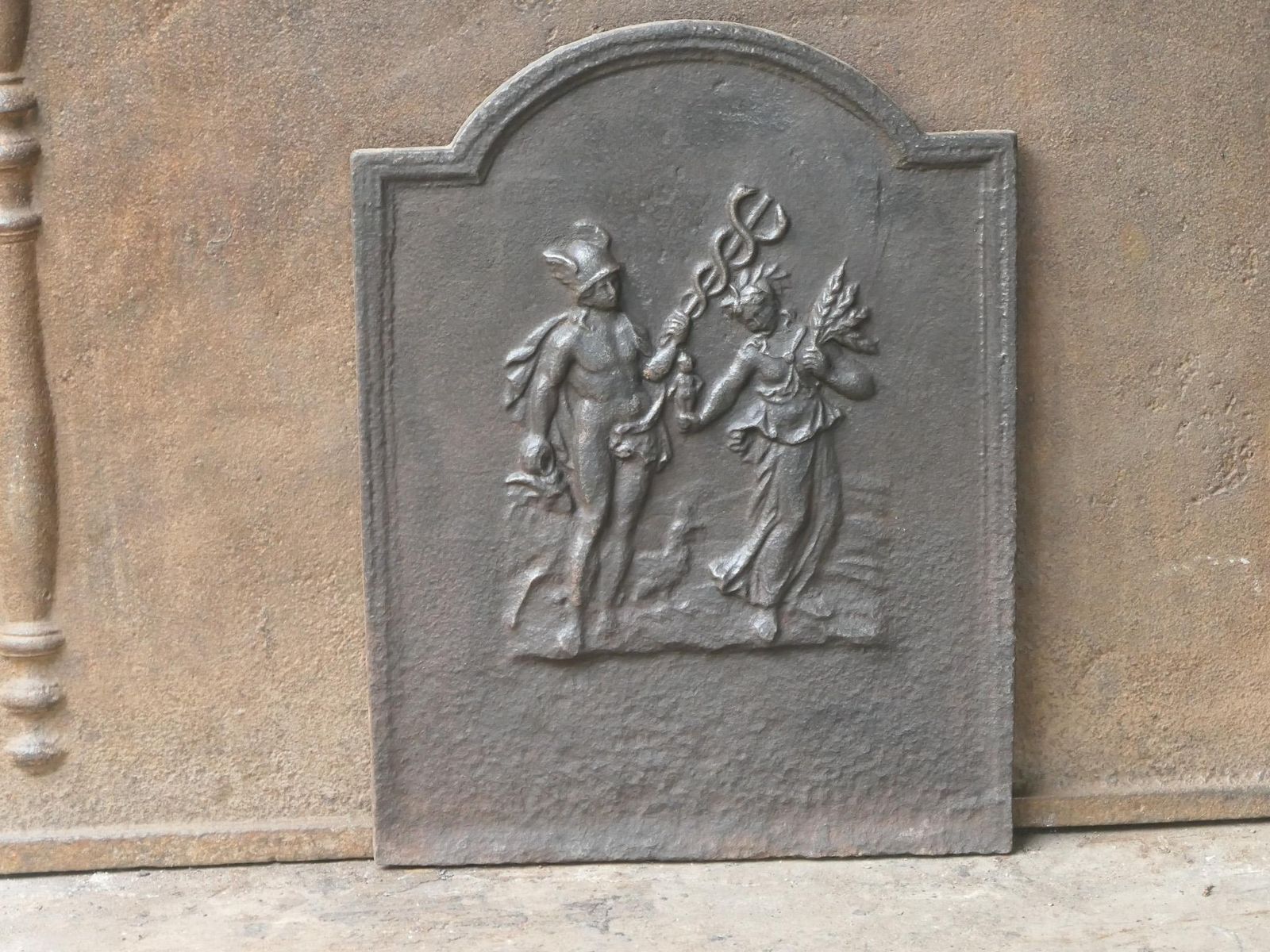 Antique French Napoleon III 'Mercury And Ceres' Fireback / Backsplash, 19th C. photo furniture
